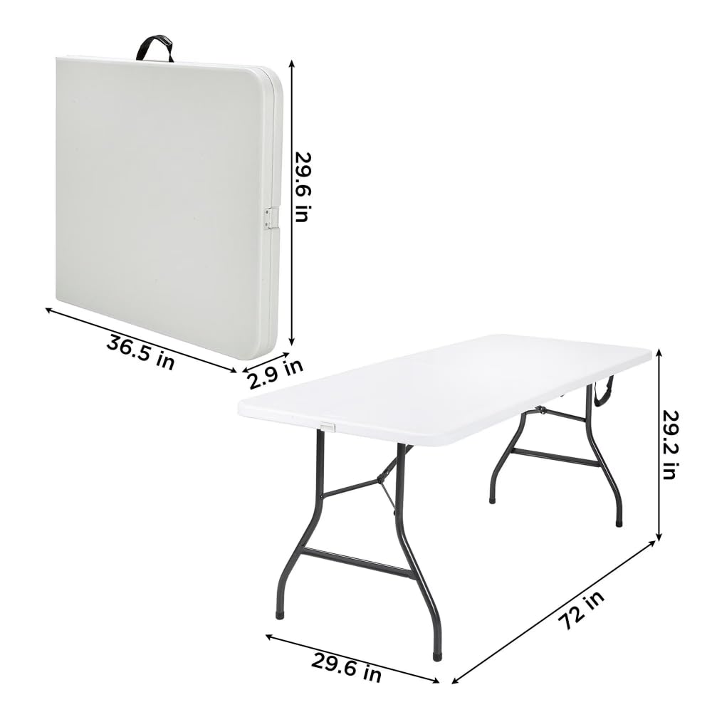 6 ft White Speckle Folding Utility Table K892933