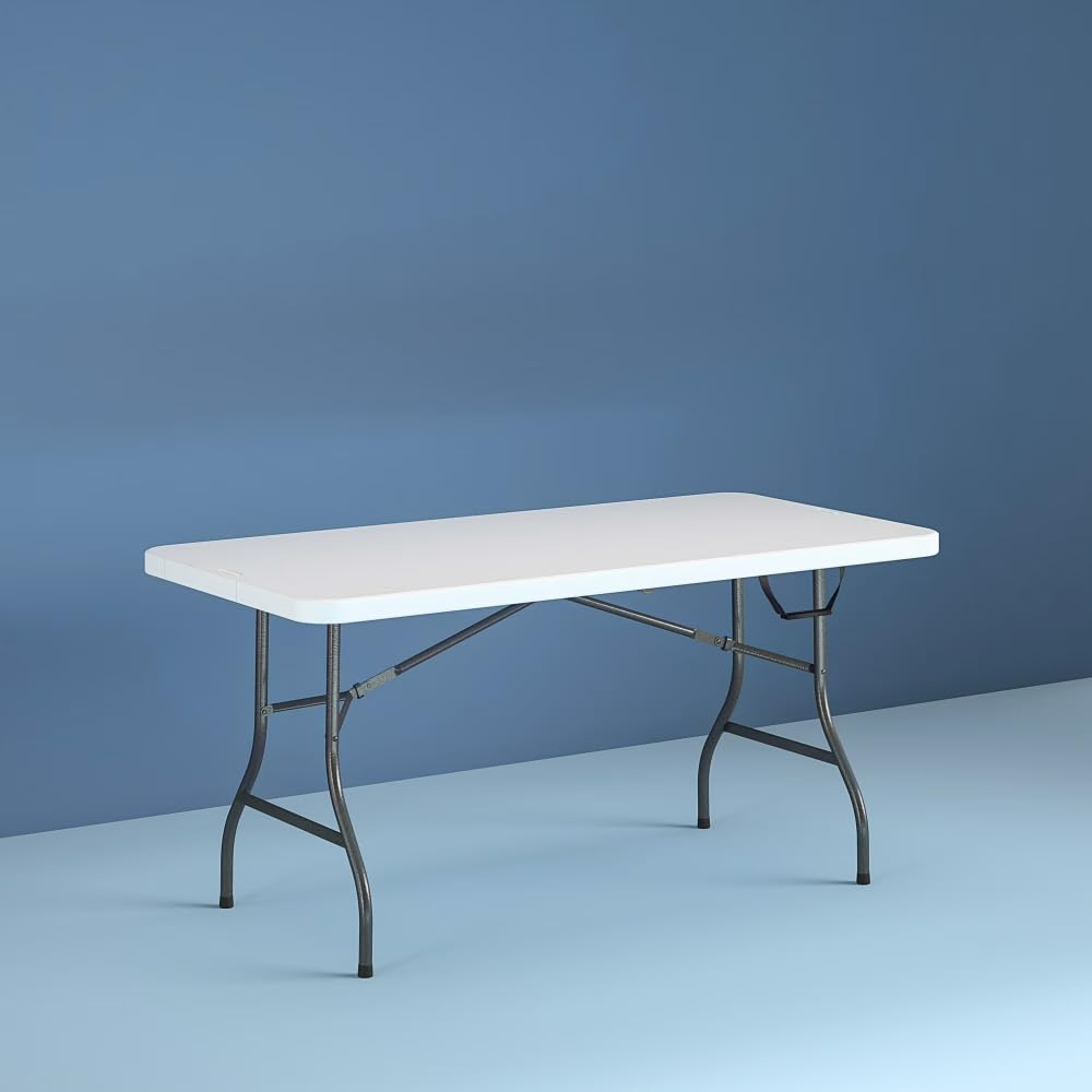 6 ft White Speckle Folding Utility Table K892933