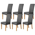 Set of 6 Black Pu Leather Dining Chair Cover I722063