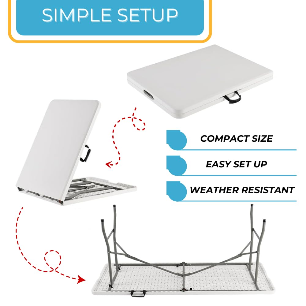 6 Ft White Portable Folding Plastic Dining Table K774190