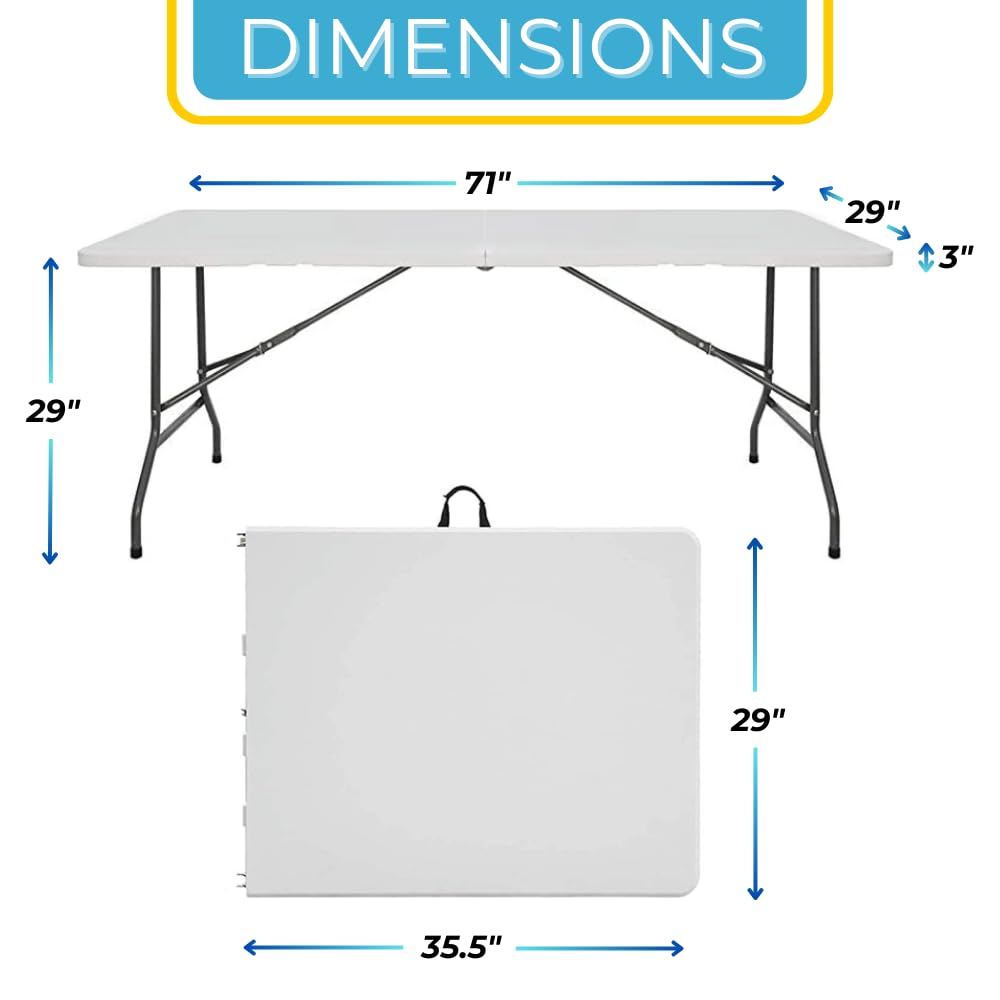 6 Ft White Portable Folding Plastic Dining Table K774190