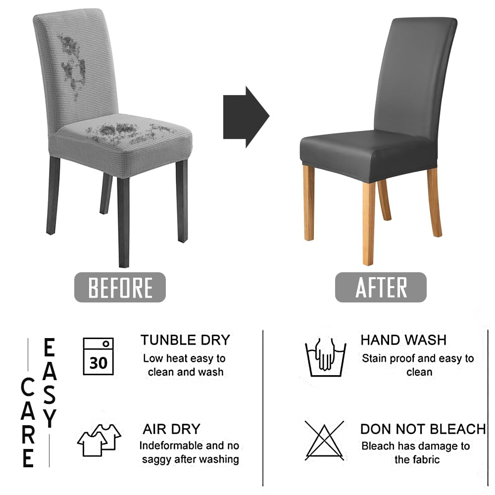 Set of 6 Black Pu Leather Dining Chair Cover I722063