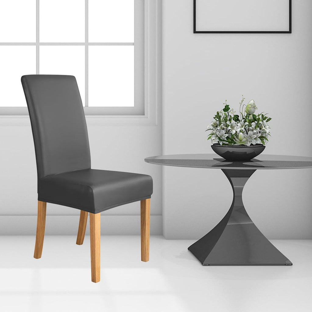 Set of 6 Black Pu Leather Dining Chair Cover I722063