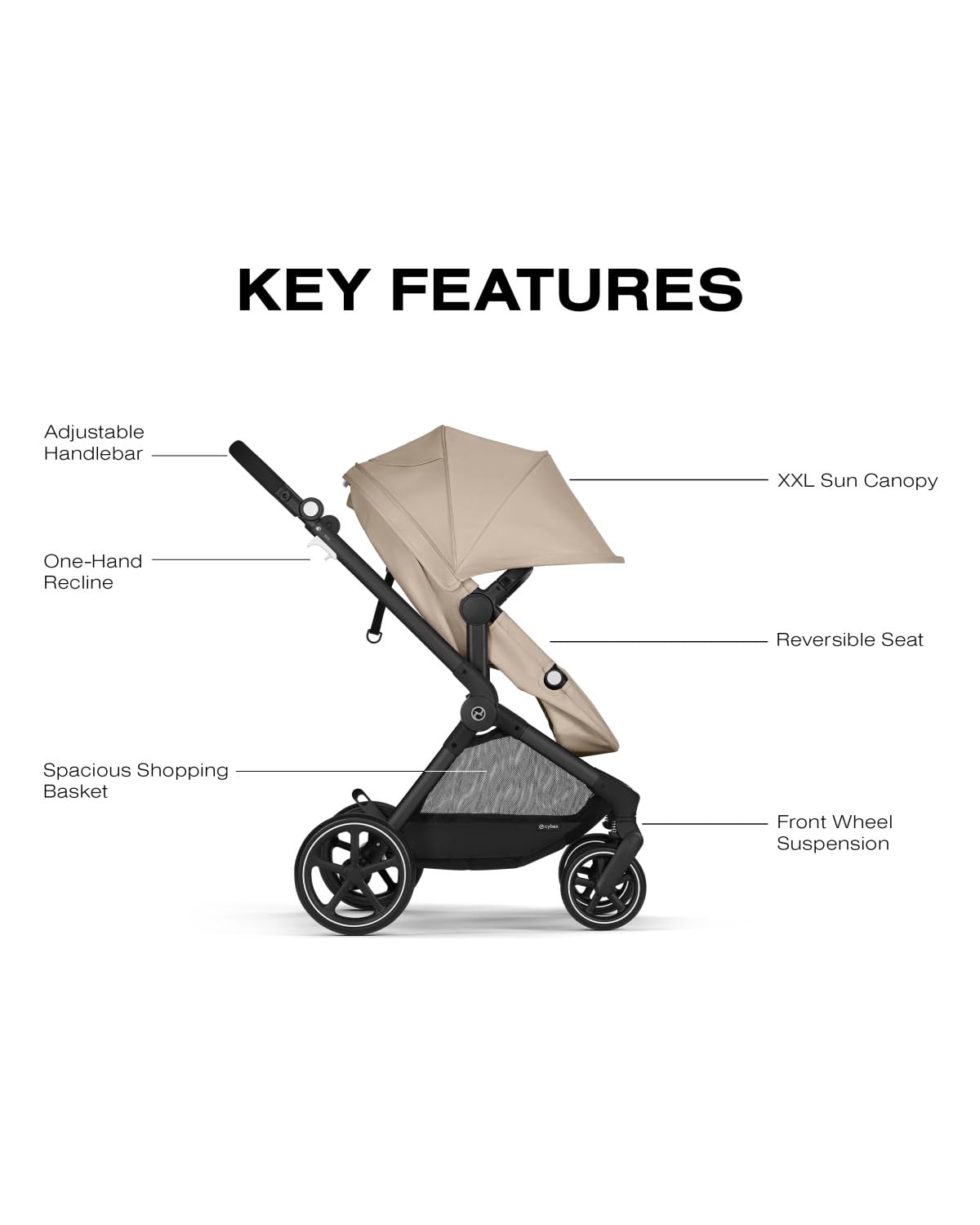 2-in-1 Baby Stroller + Car Seat Combo Almond Beige C1300