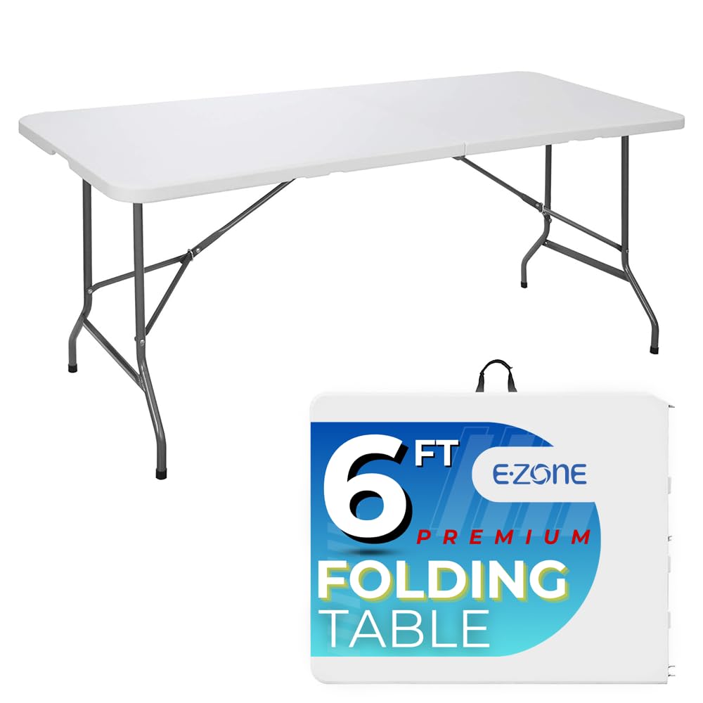 6 Ft White Portable Folding Plastic Dining Table K774190