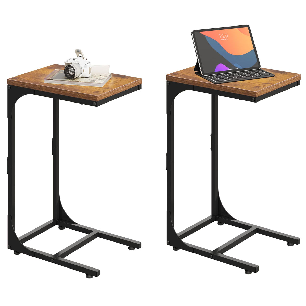 C-Shaped End Table Set of 2 Metal Frame M996676