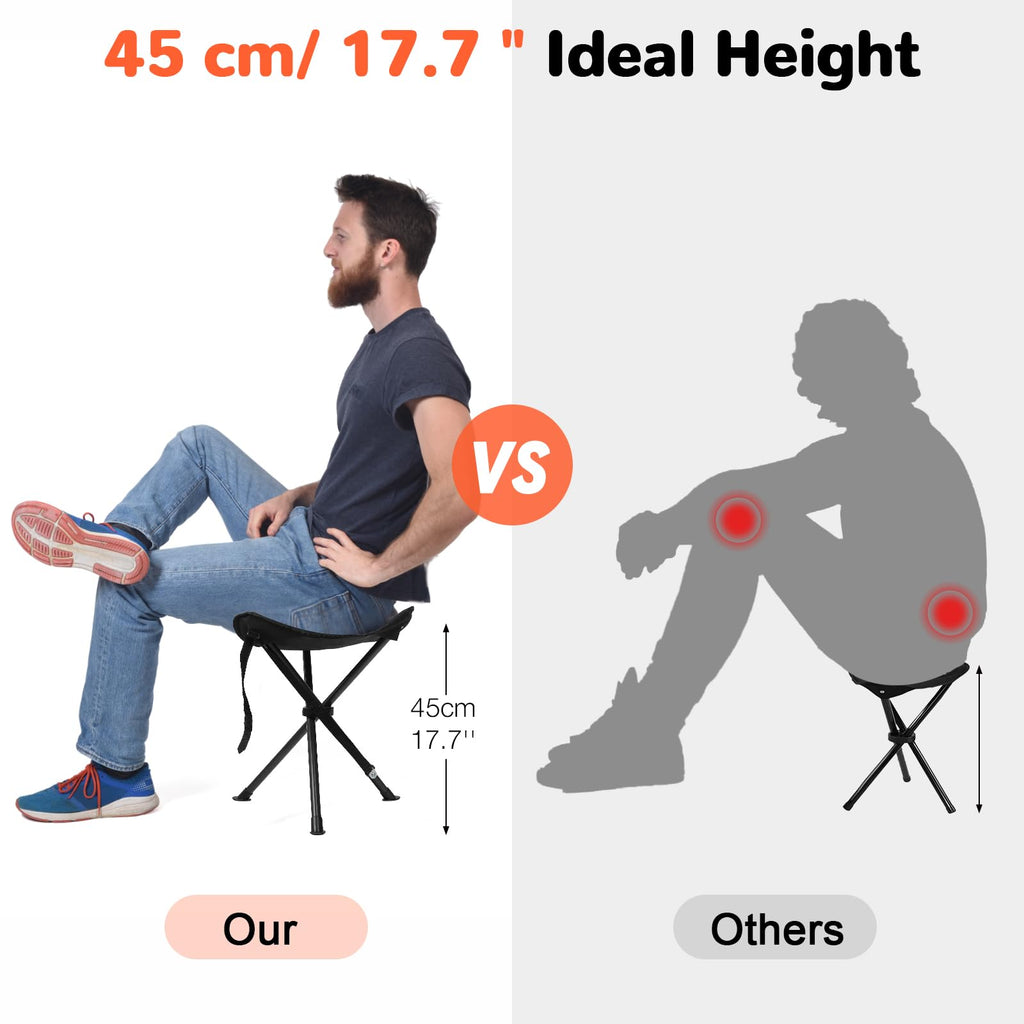 18" Black 3 Legs Folding Tripod Stool W312