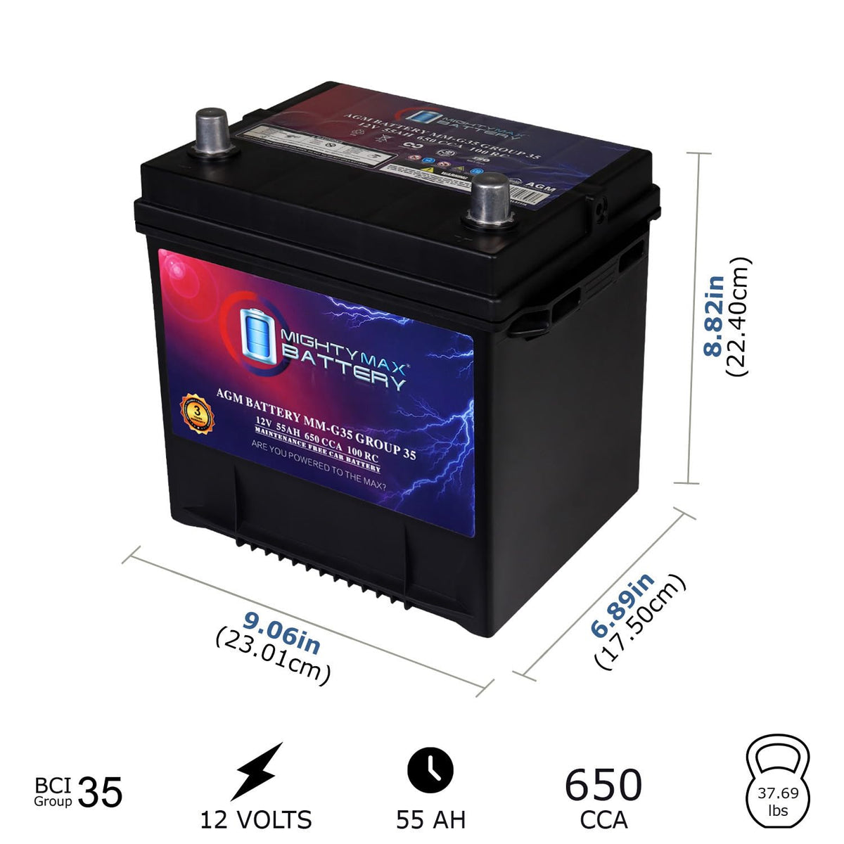 12V 55Ah AGM Replacement Battery B779379