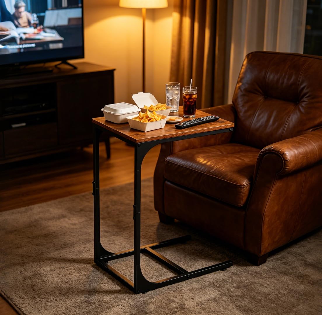 C-Shaped End Table Set of 2 Metal Frame M996676