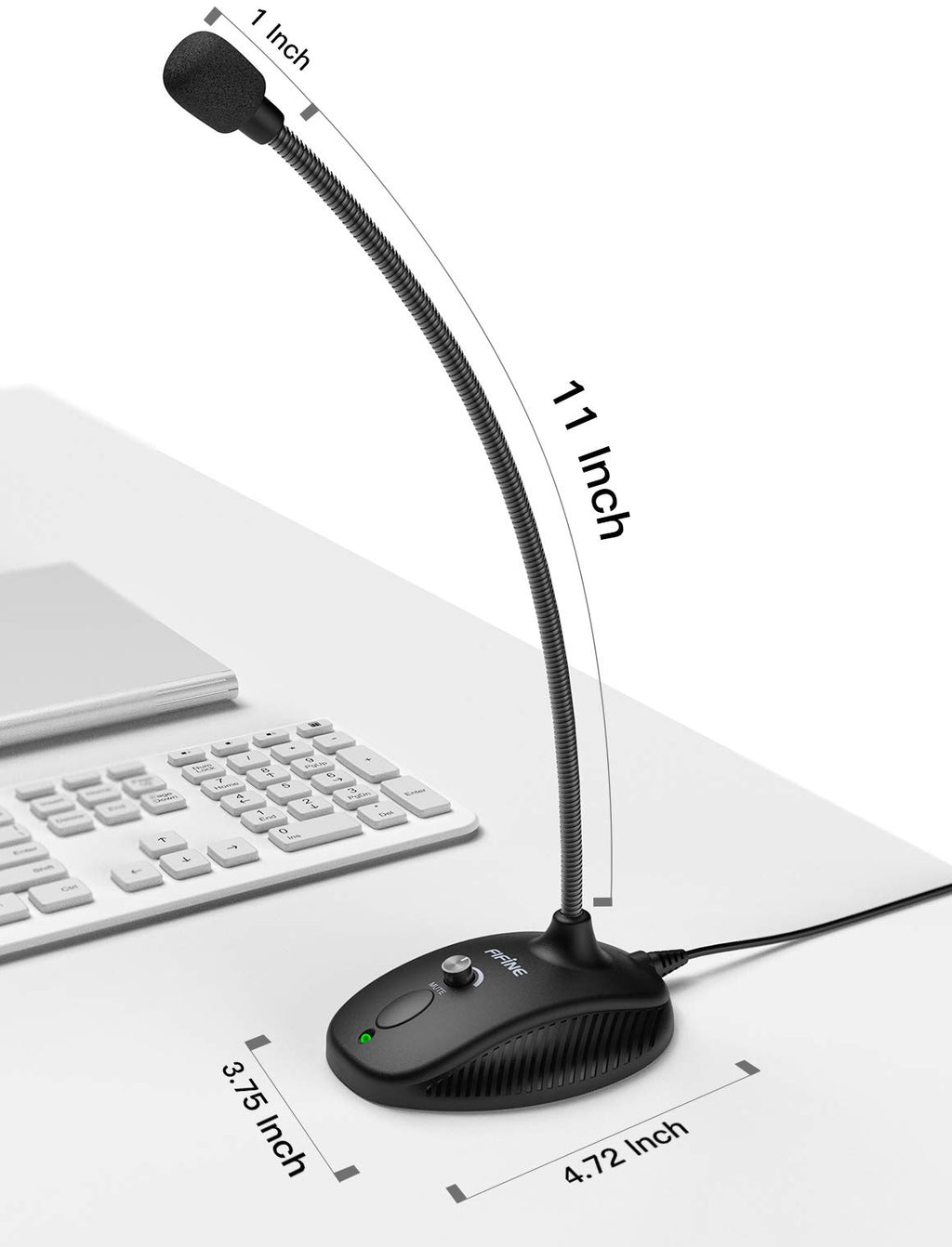 USB Computer Microphone, Plug & Play Desktop Condenser Mic, Mute Button with LED Indicator H28268