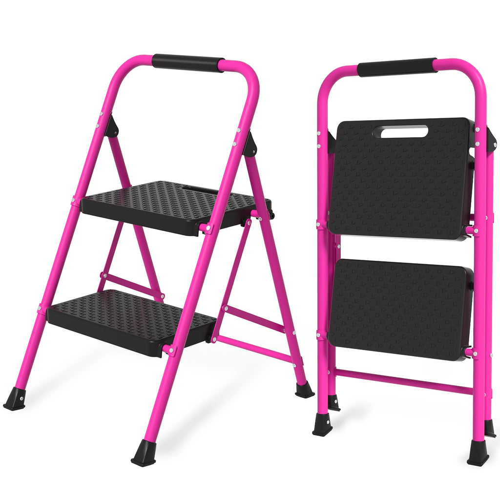 Pink Foldable 2 Step Ladder V684139