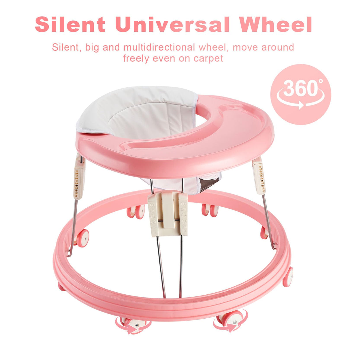 Adjustable Folding Baby Walker with Easy Clean Tray W8042
