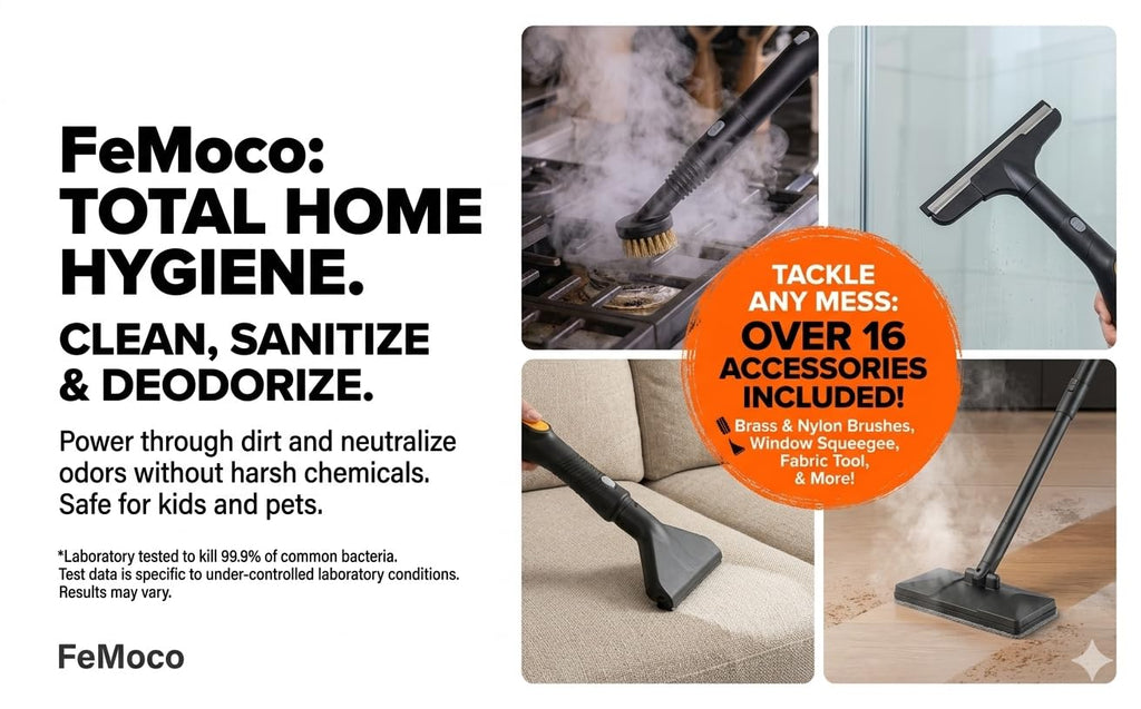 2-in-1 Steam Cleaner & Steam Mop with 1.6L Tank, 15s Heat Up, 16-Piece Kit D3152