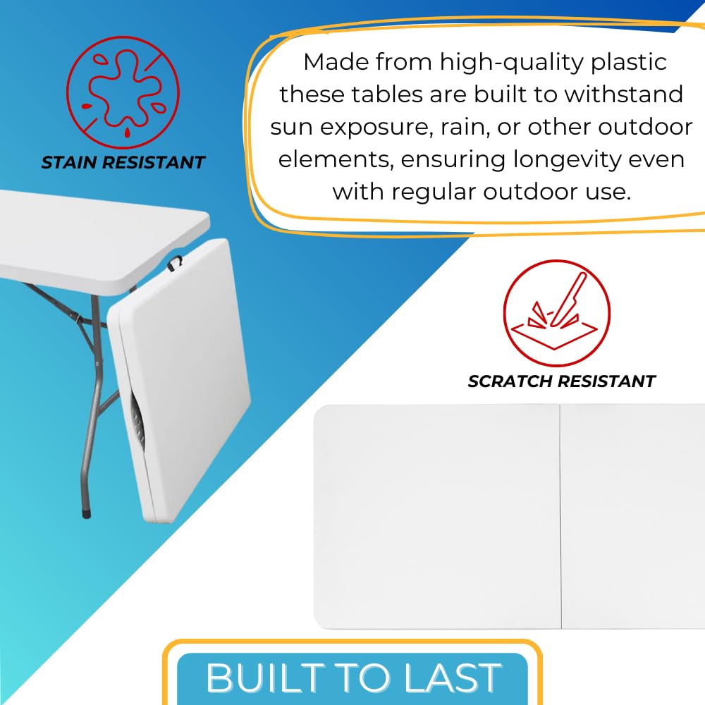 6 Ft White Portable Folding Plastic Dining Table K774190