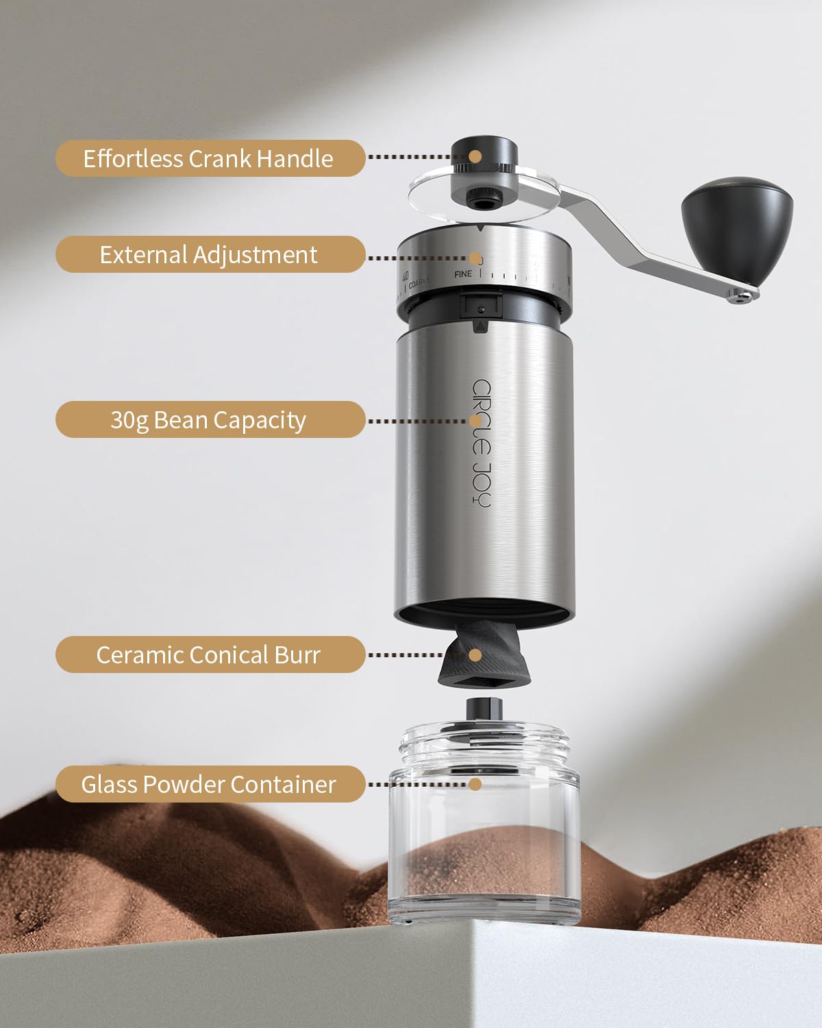 Manual Coffee Grinder with Ceramic Conical Burr H774727