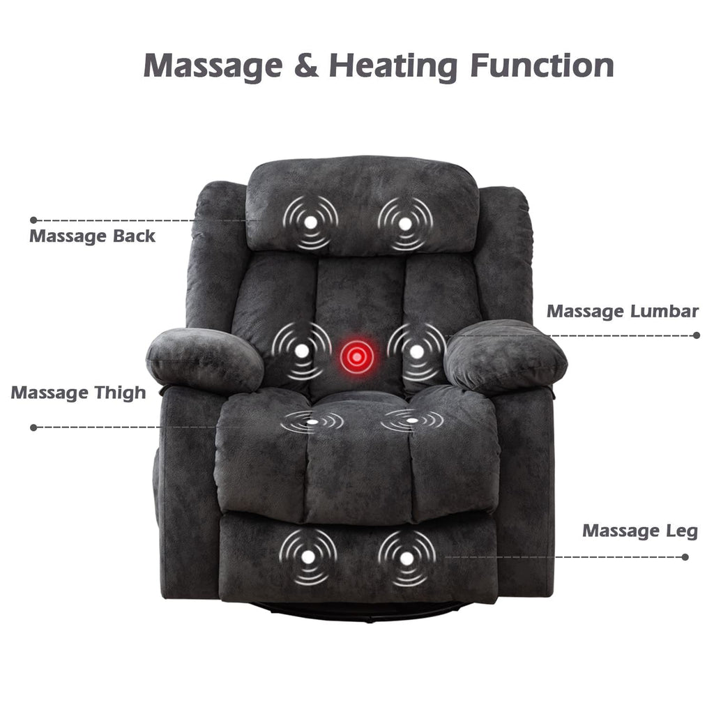 Gray Massage Swivel Rocker Recliner Chair X237