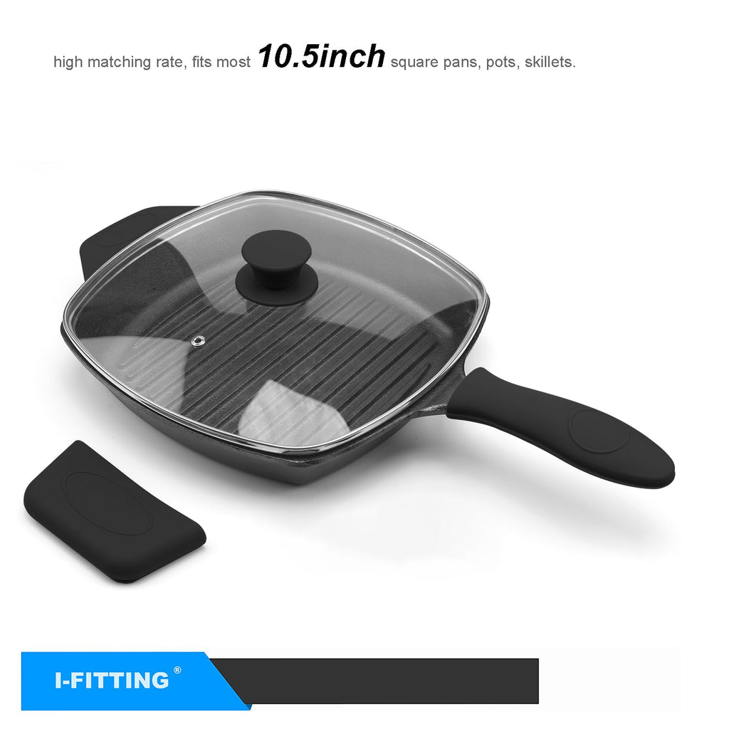10.5 Inch Vented Square Glass Lid with Silicone Knob R491