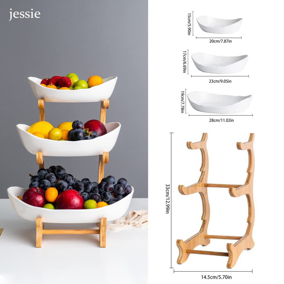 3 Tier Ceramic Fruit Basket Stand W48504