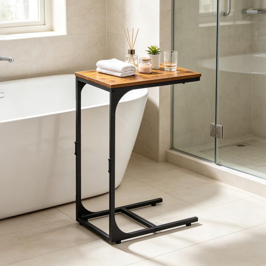 C-Shaped End Table Set of 2 Metal Frame M996676