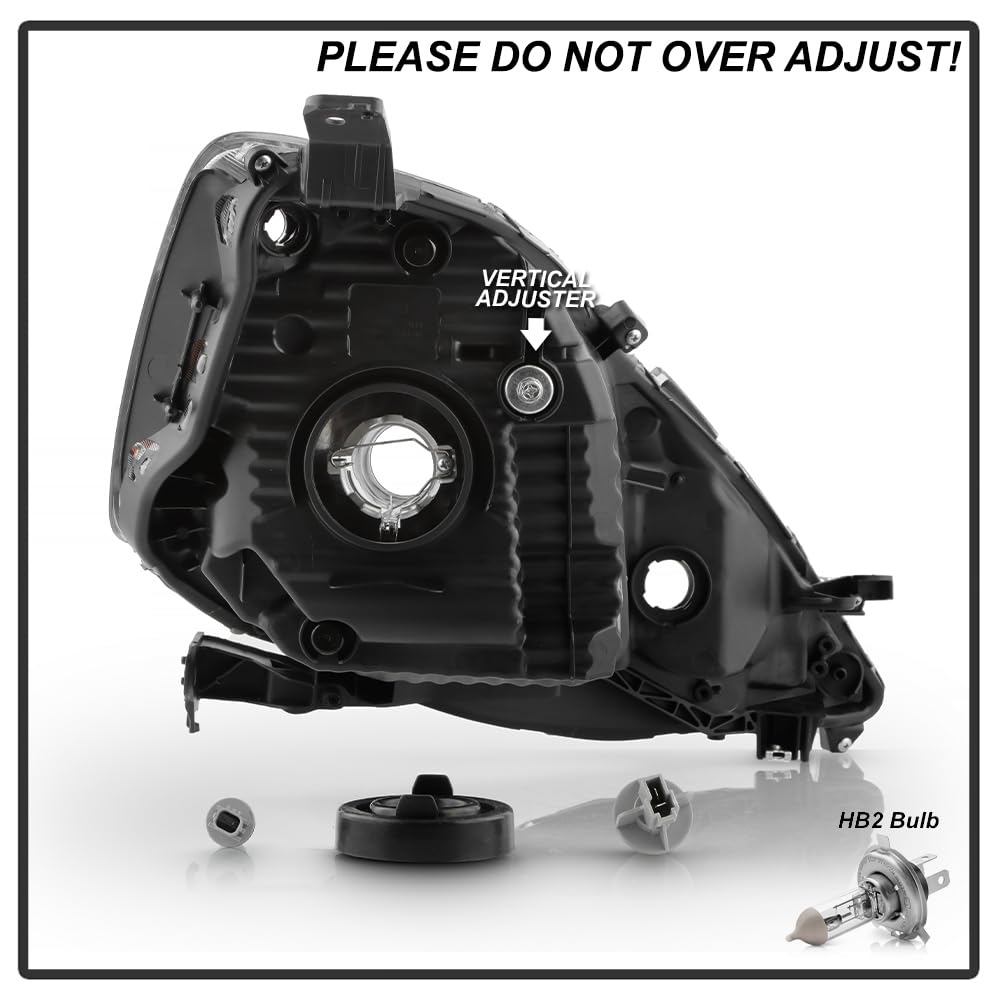 Black Housing Headlights Headlamps Pair Set W83184