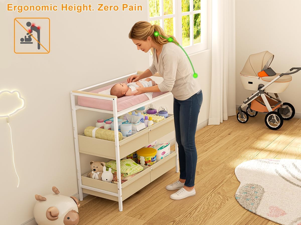 White Baby Changing Table with Storage H83859