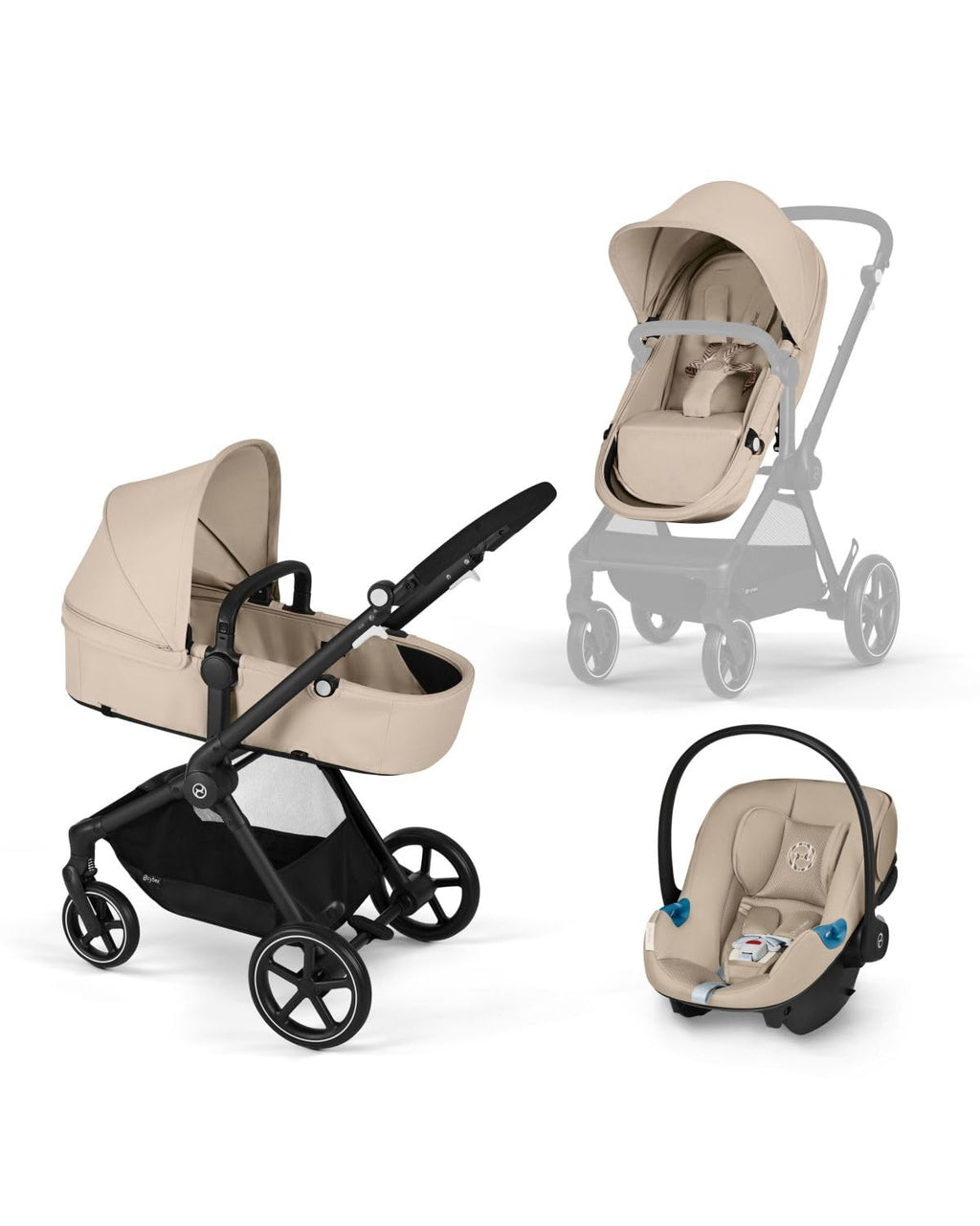 2-in-1 Baby Stroller + Car Seat Combo Almond Beige C1300