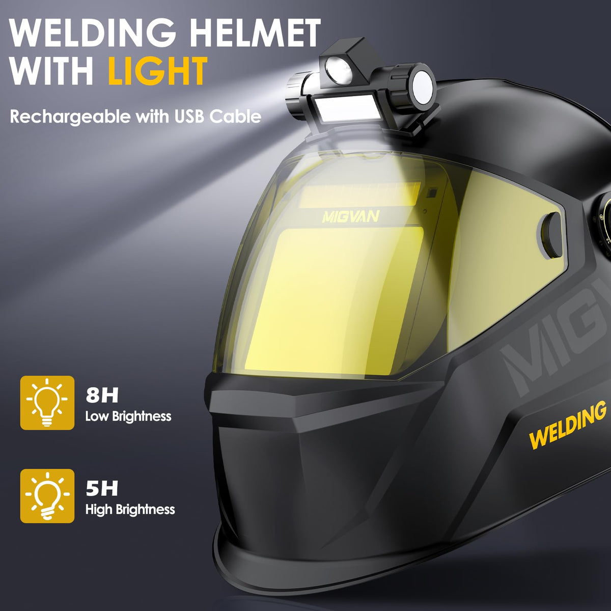 Auto Darkening Welding Helmet True Color Large Viewing Solar/Battery Powered Y7662