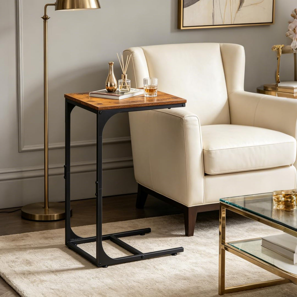 C-Shaped End Table Set of 2 Metal Frame M996676
