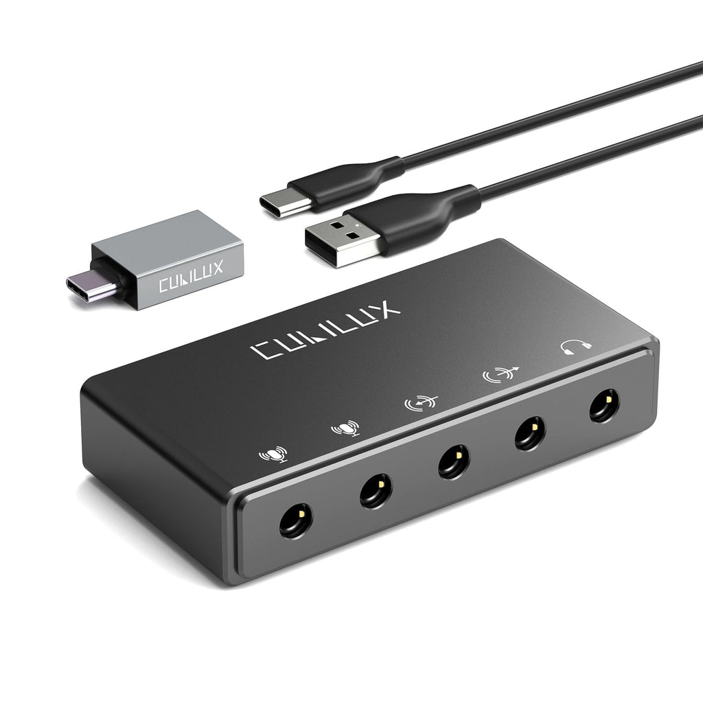 USB Audio Interface with Stereo Microphone Input and Headphone Jack T91908