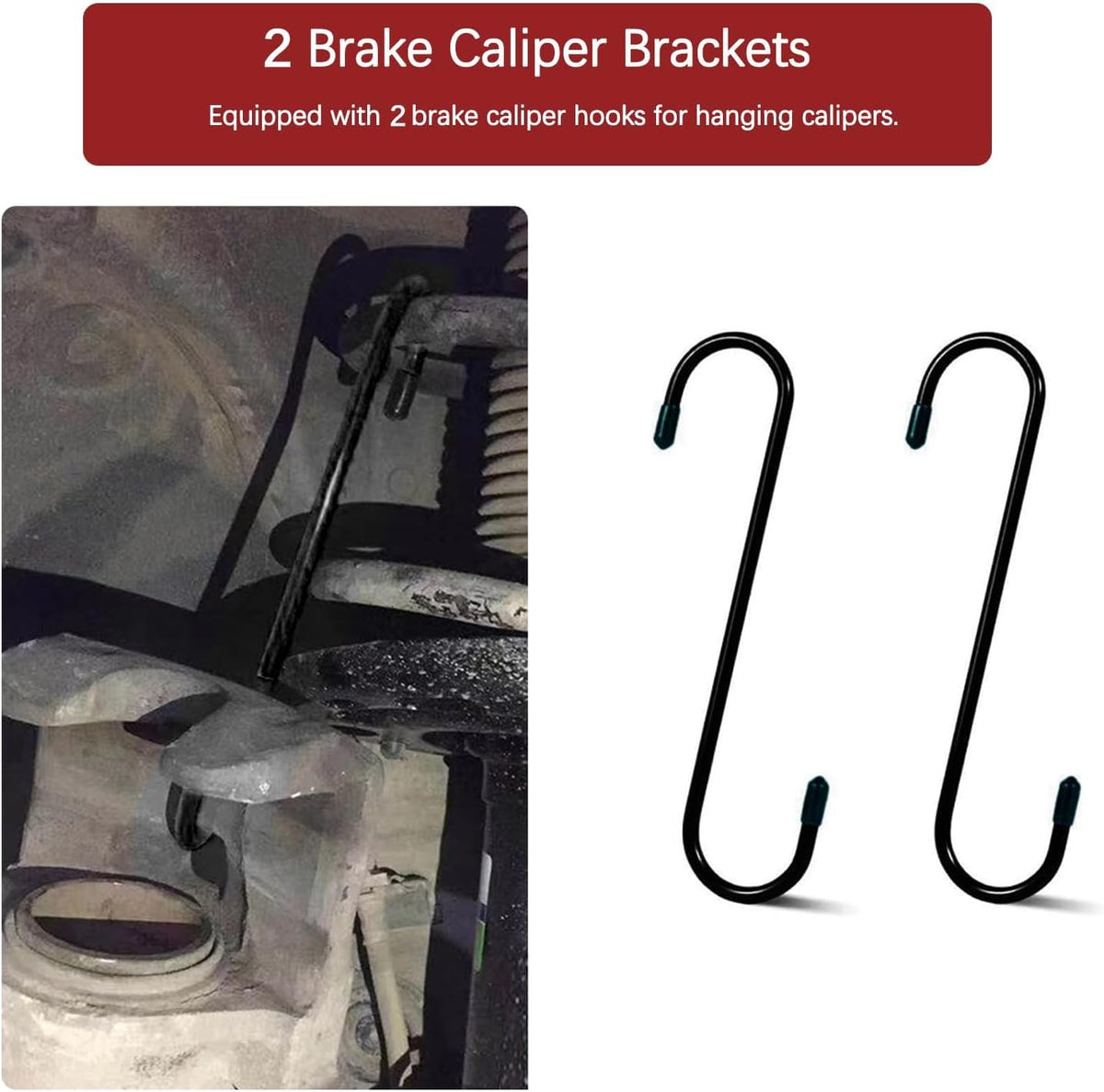 Brake Caliper Press Tool with 2 Caliper Hooks 2 Steel Plates and Gloves I140