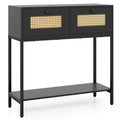 Rattan Console Table with Two Drawers and Open Storage Shelf X89332