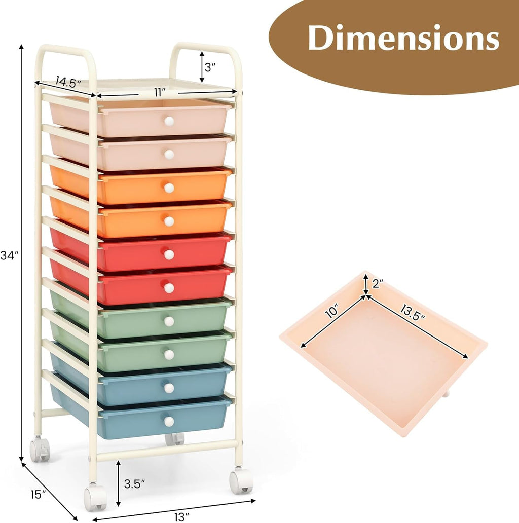 10 Drawer Rolling Storage Cart H70666