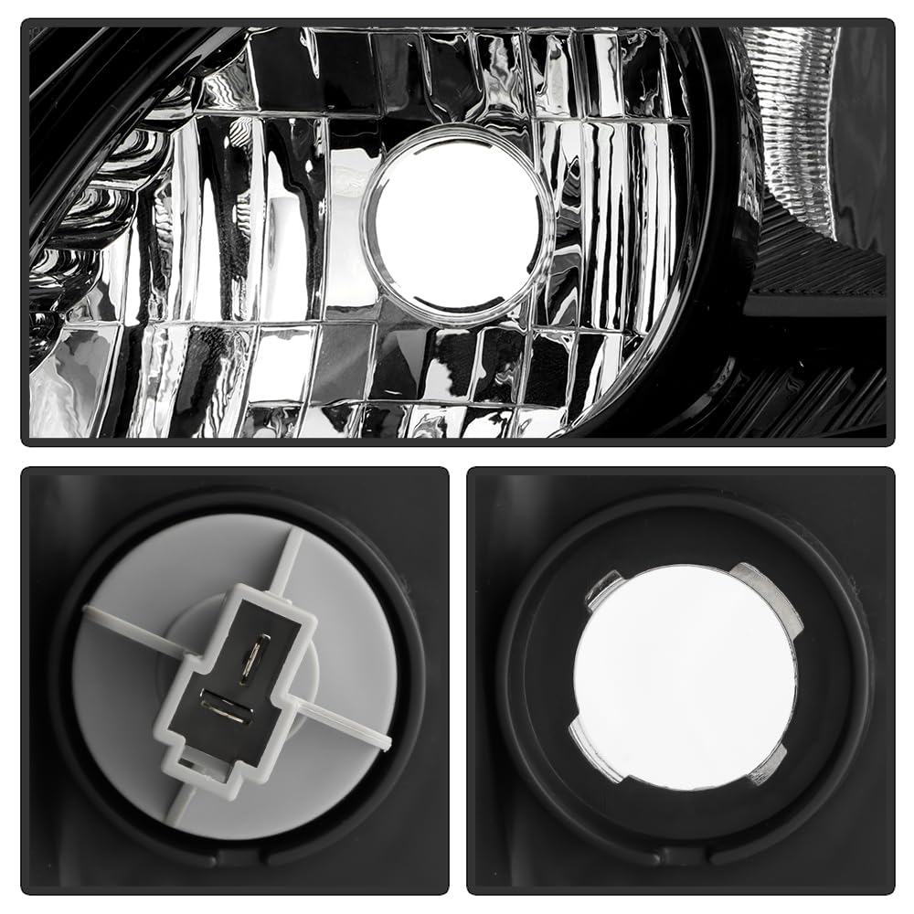 Black Housing Headlights Headlamps Pair Set W83184