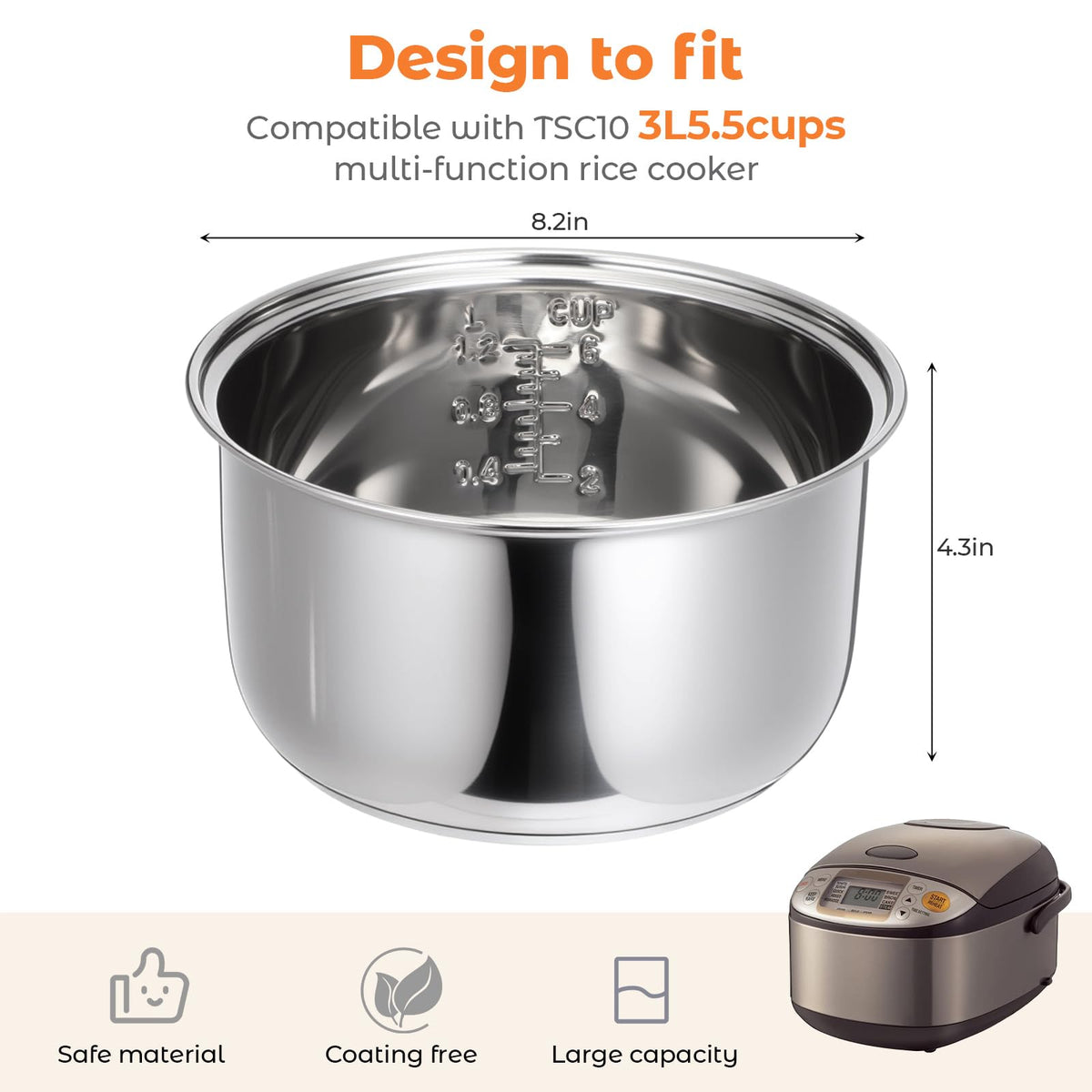 304 Stainless Steel Inner Pot 5.5 Cups Rice Cooker R280