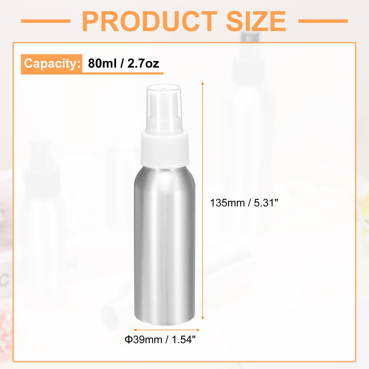 5 Pc 80 ml Aluminum Fine Mist Spray Bottles Q7207