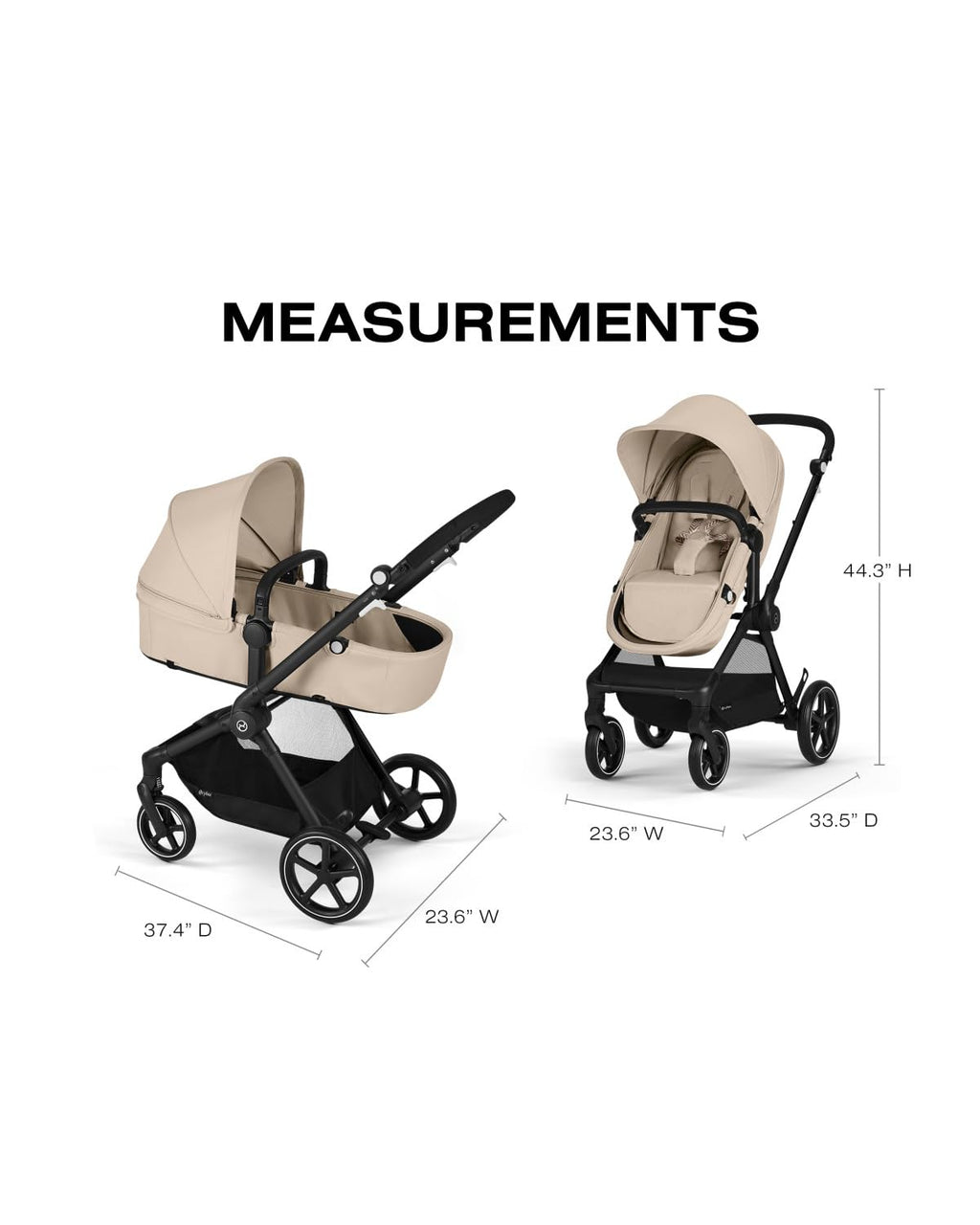2-in-1 Baby Stroller + Car Seat Combo Almond Beige C1300