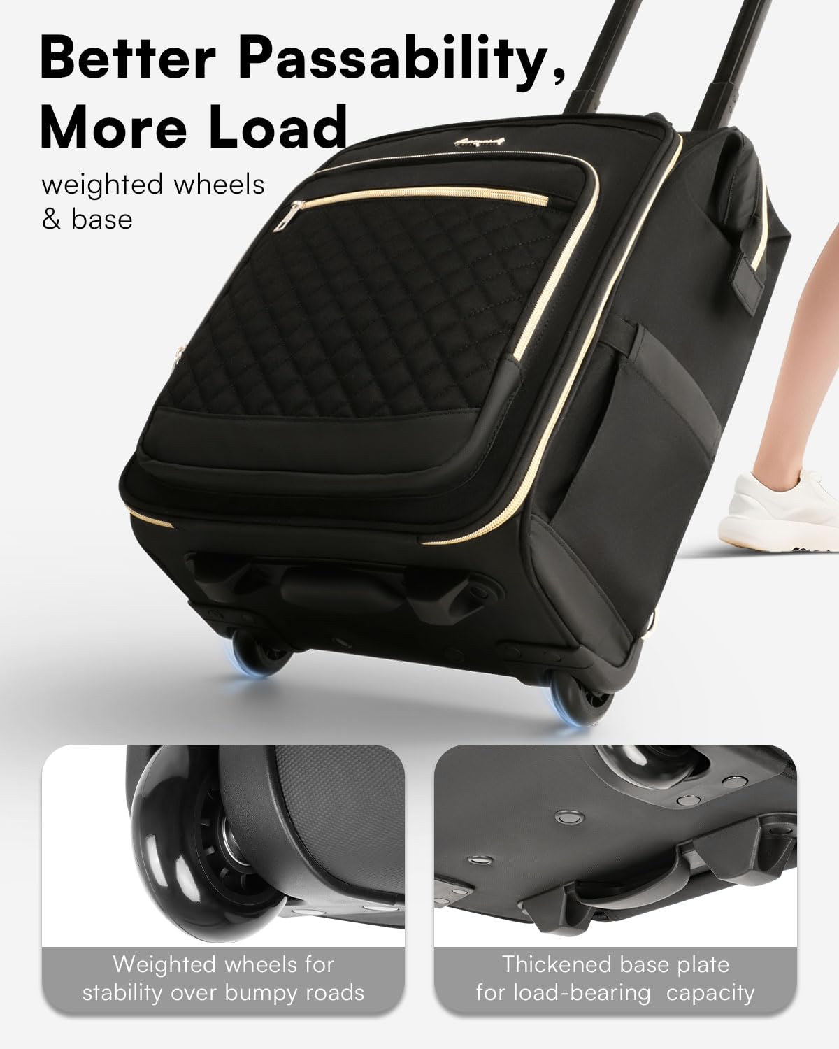 Black Rolling Backpack with Wheels N1776