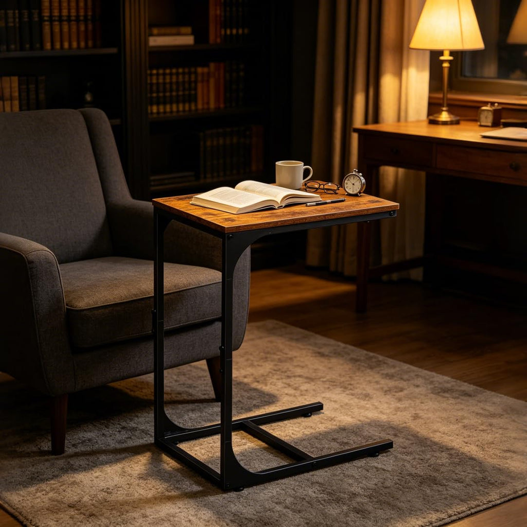 C-Shaped End Table Set of 2 Metal Frame M996676