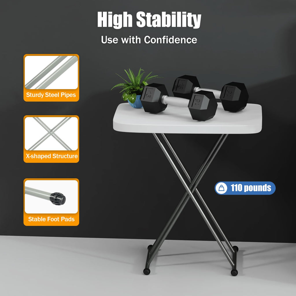White 30" Folding Table T696