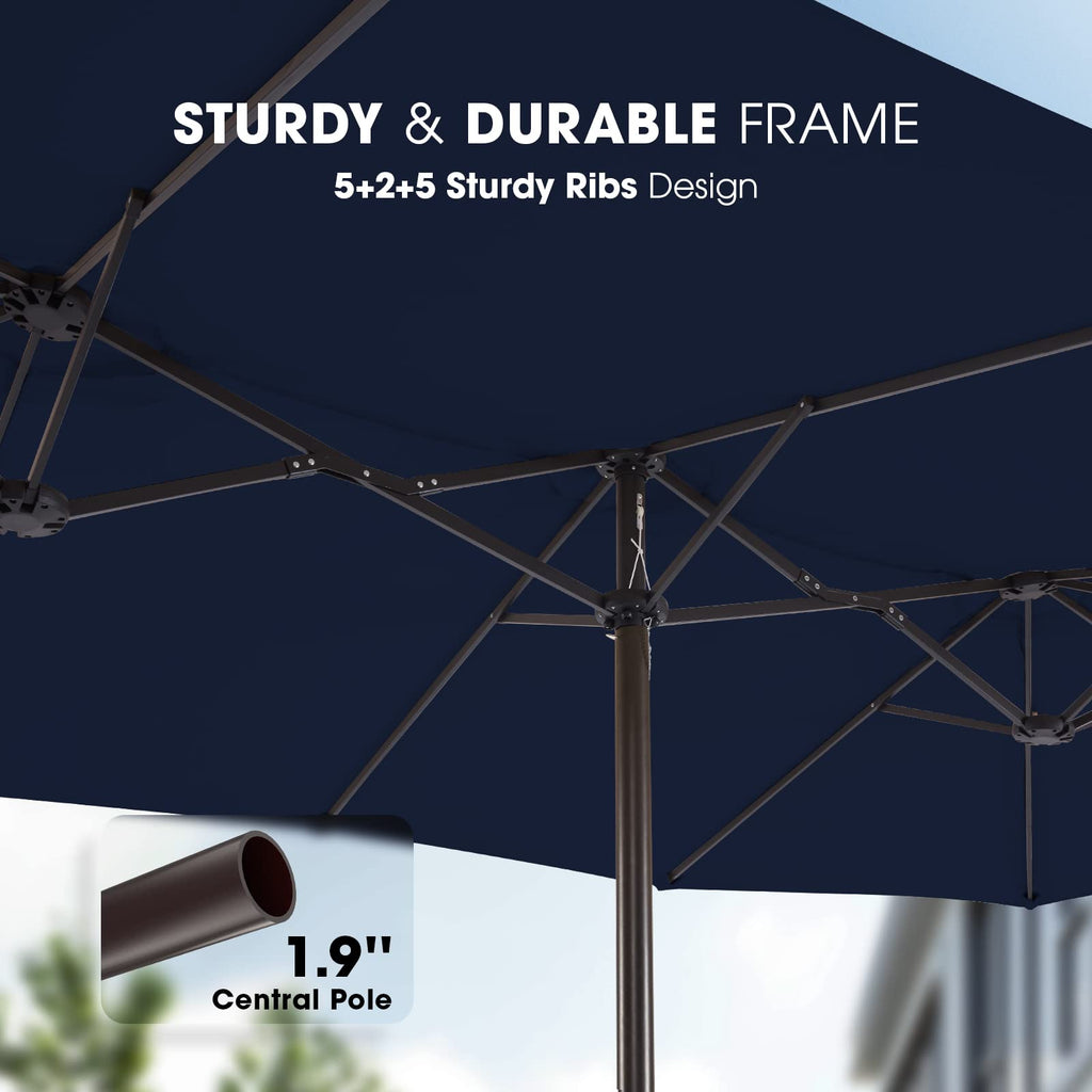 15ft Double-Sided Patio Umbrella with Base W644661