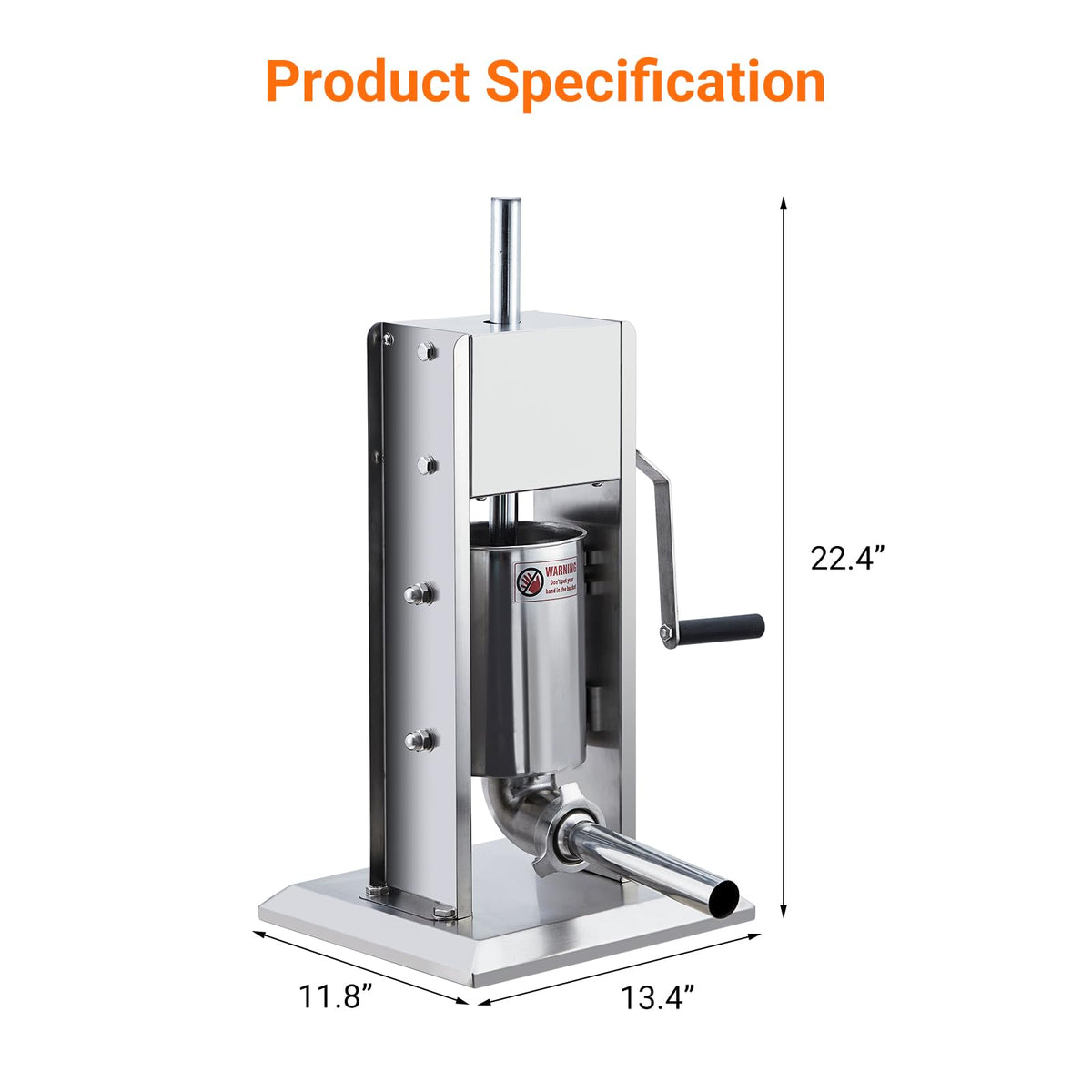Manual Stainless Steel Sausage Stuffer with 5 Stuffing Tubes S63335