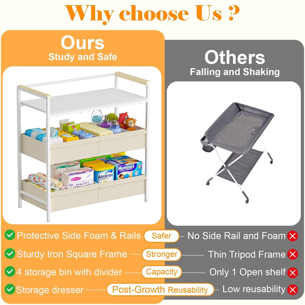 White Baby Changing Table with Storage H83859