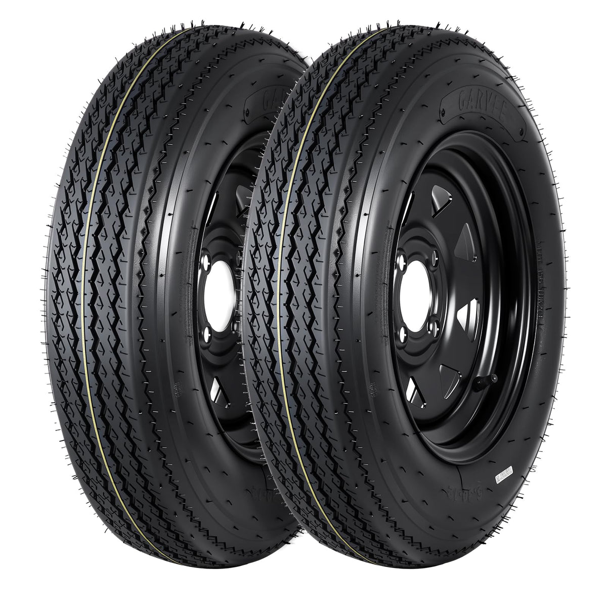 2-Pack Trailer Tire On Rim 5.30-12 4 Lug 12 in Wheels Load Range C Black R80395