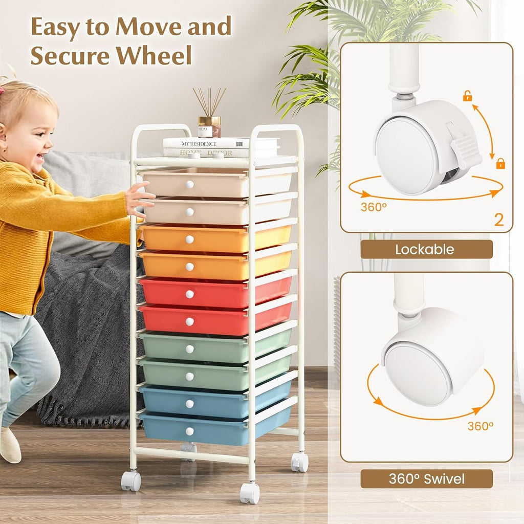 10 Drawer Rolling Storage Cart H70666