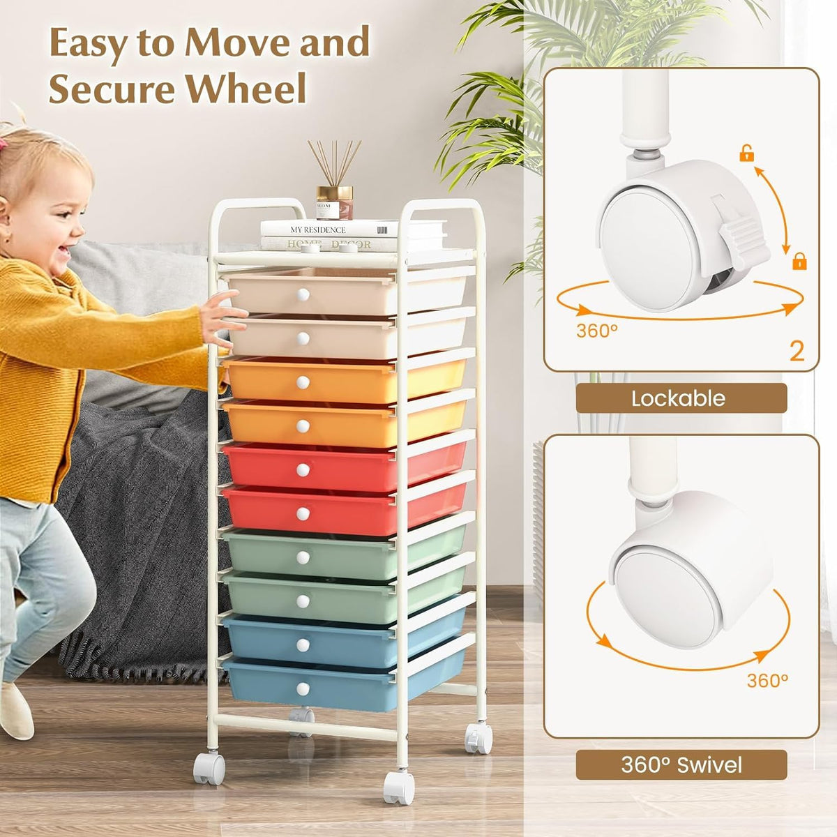 10 Drawer Rolling Storage Cart H70666