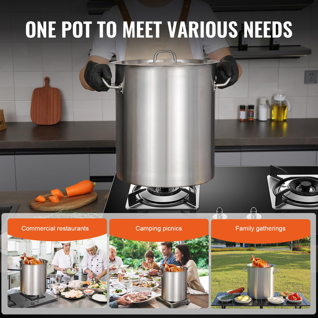 18/8 Stainless Steel 42QT Stockpot E3939