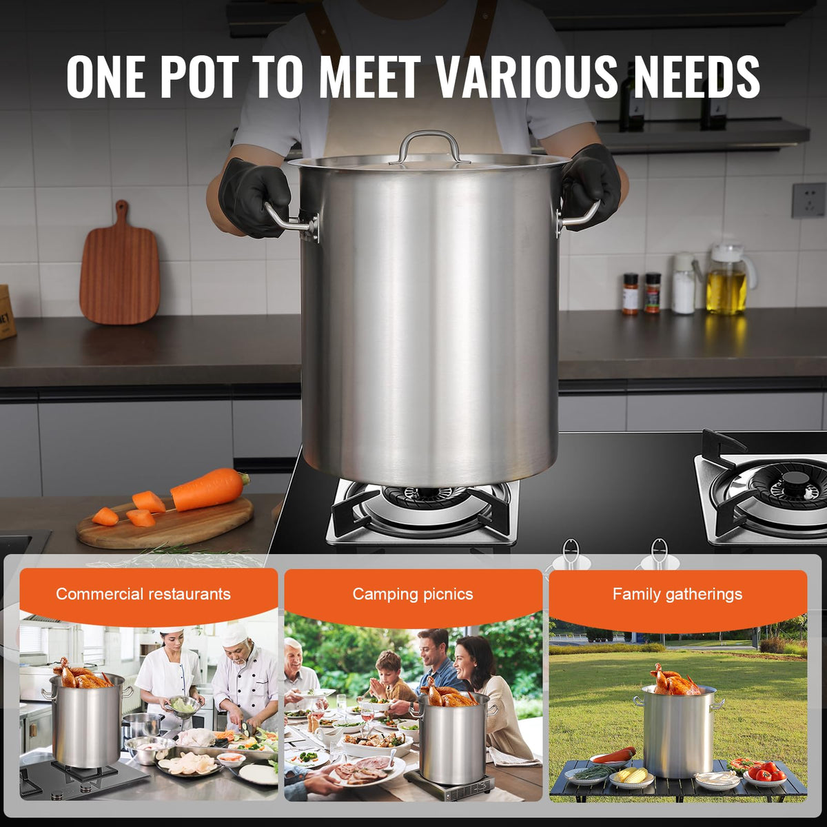 18/8 Stainless Steel 42QT Stockpot E3939