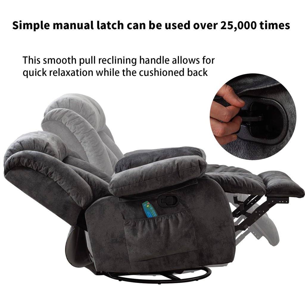 Gray Massage Swivel Rocker Recliner Chair X237