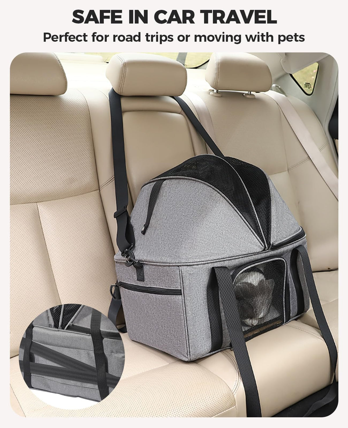 Top-Expandable Cat Carrier with Semi-Open Canopy C871912