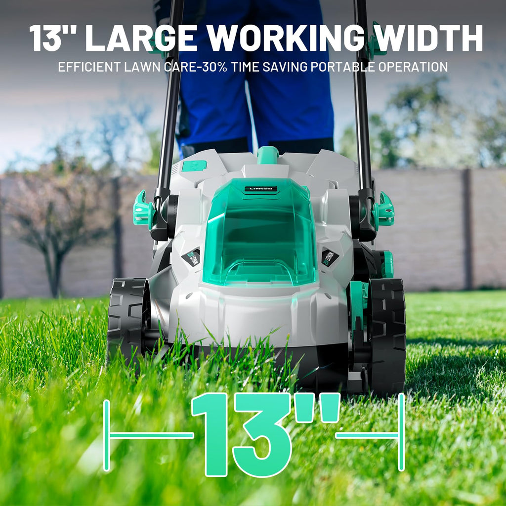 13" Cordless Electric Lawn Mower with Battery & Charger X1834